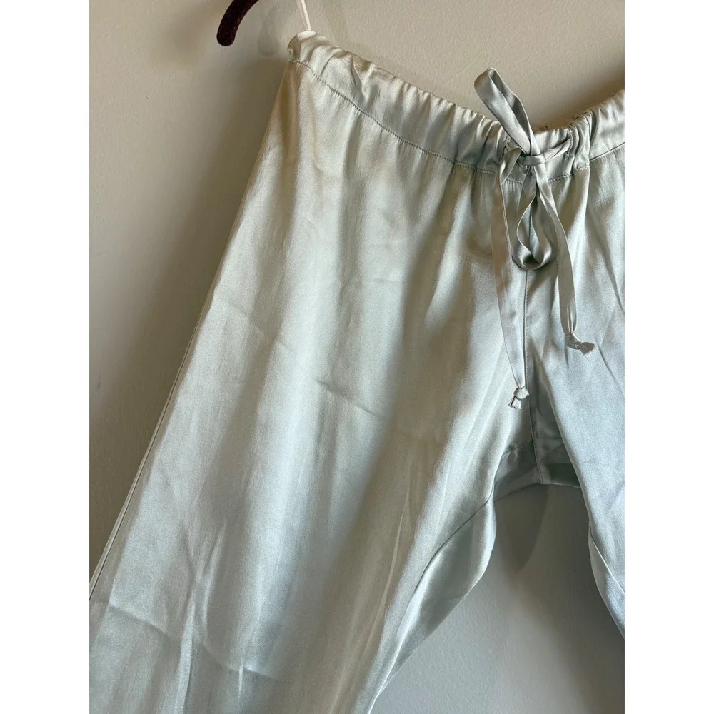 Maggie Ward 100% Washable Silk Jogger Lounge Capri Pants Champagne Silver Small